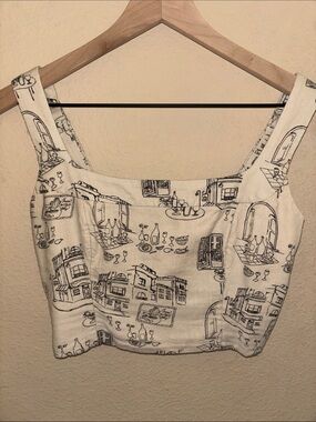 Abercrombie And Fitch Linen-Blend Set Top In Beige Pattern
